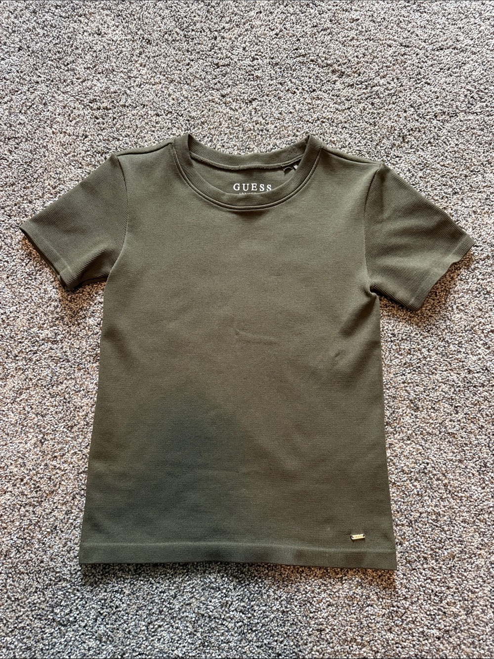 GUESS Olive Green Crew Neck Short Sleeve Top
